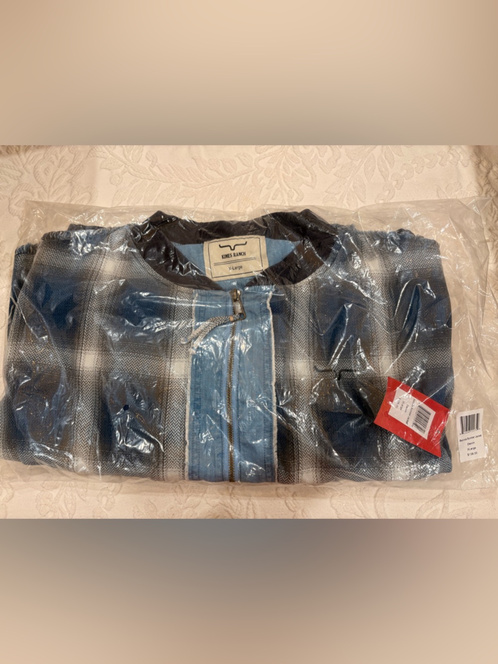 Kimes Ranch Light Blue and Black Plaid Zip Hoodie